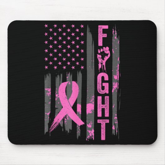 Tapis De Souris Frappe Usa Drapeau Sensibilisation au cancer du se (Devant)