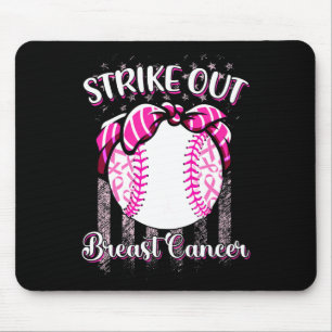 Tapis De Souris Frapper le cancer du sein Baseball rose Ruban femm