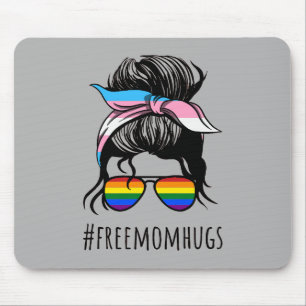 Tapis De Souris Free Mom Hugs IV - Arc-en-ciel Gay Trans messy bun