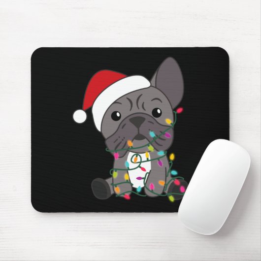 Tapis De Souris French Bulldog Christmas Snow Winter Animals (Avec souris)