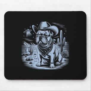 Tapis De Souris French Bulldog Funny Cowboy Ufo Vintage Western De