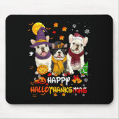 Tapis De Souris French Bulldog Happy Hallothanksmas Dog Lover Chri (Devant)