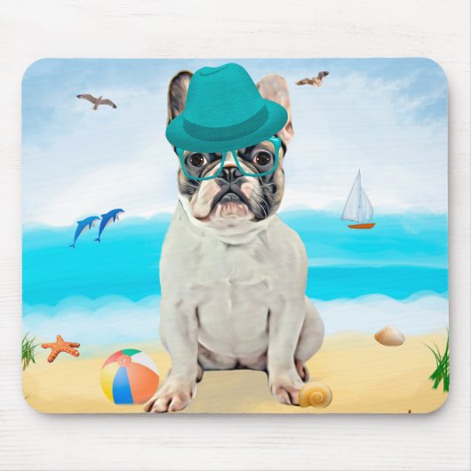 Tapis De Souris French Bulldog sur la plage (Devant)