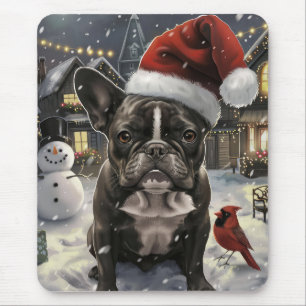Tapis De Souris French Bulldog Winter Wonderland Christmas Joie