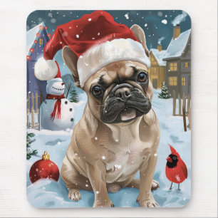Tapis De Souris French Bulldog Winter Wonderland Christmas Joie