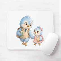 Tapis de souris Frère Sœur Oiseau Bureau