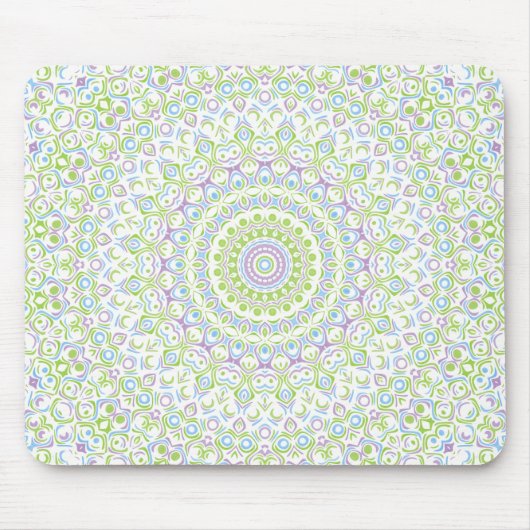 Tapis De Souris Fresh Spring Mandala in Green, Blue, and Lavender (Devant)