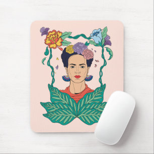 Tapis De Souris Frida Kahlo Graphisme du cadre floral