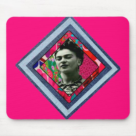 Tapis De Souris Frida Kahlo Retro Denim Diamond (Devant)