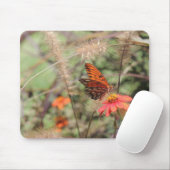 Tapis De Souris Fritillaire du Golfe sur Zinnia (Avec souris)