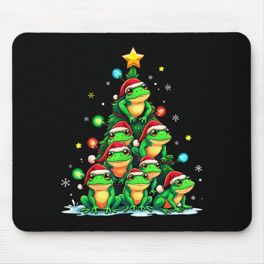 Tapis De Souris Frog Christmas Tree Funny Hopper Holiday Cute Frog (Devant)