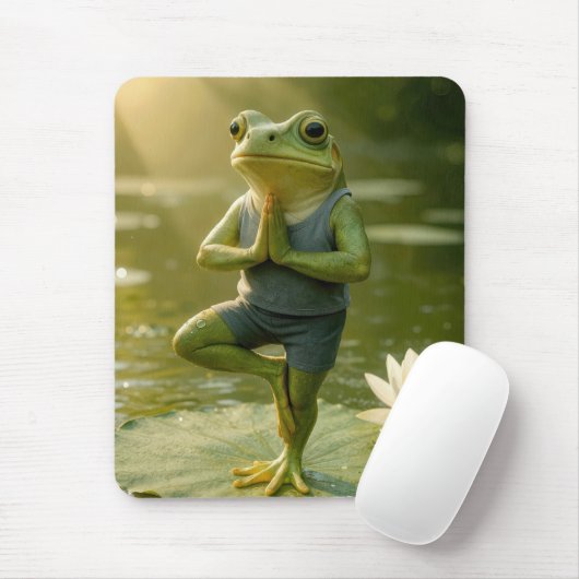 Tapis De Souris Frog In a Yoga Tree Pose (Avec souris)