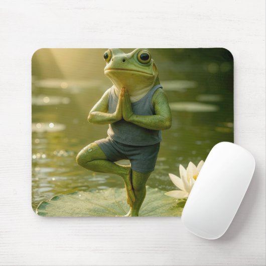 Tapis De Souris Frog In a Yoga Tree Pose (Avec souris)