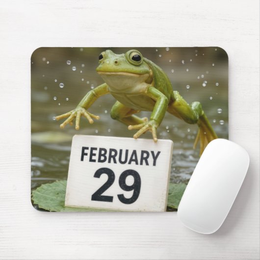 Tapis De Souris Frog Leaping Over February 29 Date (Avec souris)
