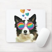Tapis De Souris Frontière Collie Chien avec Coeurs Saint-Valentin (Avec souris)