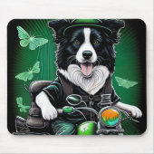 Tapis De Souris Frontière Collie Chien Conduite Vélo St. Patrick's (Devant)
