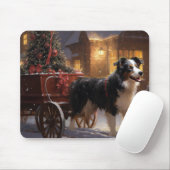 Tapis De Souris Frontière Collie Festive de Noël (Avec souris)