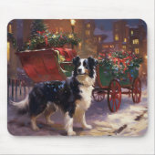 Tapis De Souris Frontière Collie Festive de Noël (Devant)