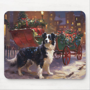 Tapis De Souris Frontière Collie Festive de Noël