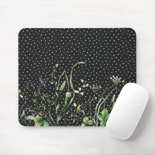 Tapis De Souris Frontière fleur sauvage Pois (Avec souris)