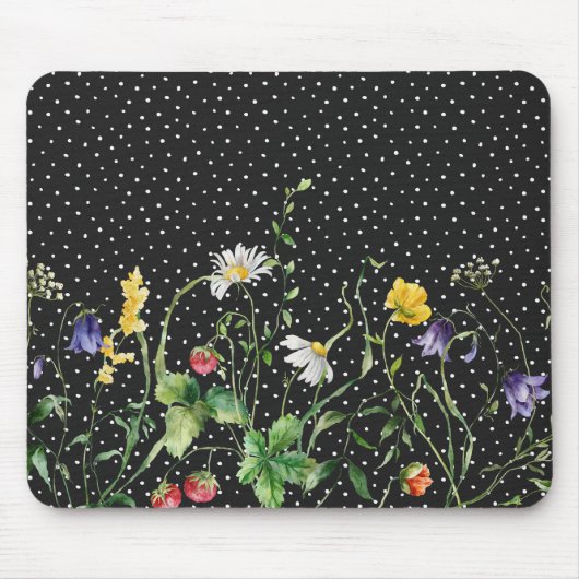 Tapis De Souris Frontière fleur sauvage Pois (Devant)