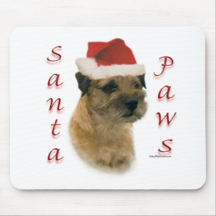 Tapis De Souris Frontière Terrier Père Noël Paws