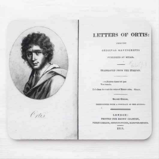 Tapis De Souris Frontispice 'aux lettres d'Ortis (Devant)