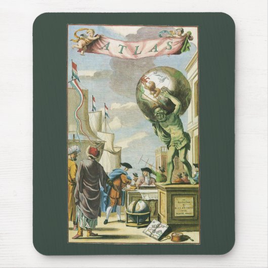 Tapis De Souris Frontispice d'atlas d'époque baroque Globe terrest (Devant)