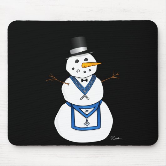 Tapis De Souris Frosty The Snowman Funny Masonic Holiday Christmas (Devant)