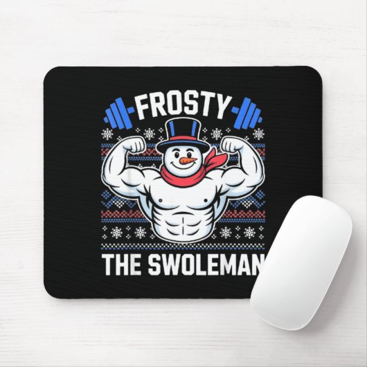 Tapis De Souris Frosty The Swoleman Funny Ugly Christmas Sweater G (Avec souris)