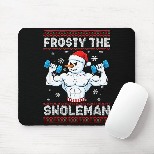 Tapis De Souris Frosty The Swoleman Ugly Christmas Sweater Funny S (Avec souris)