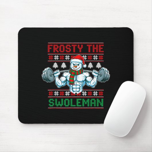 Tapis De Souris Frosty The Swoleman Ugly Christmas Sweater Funny S (Avec souris)