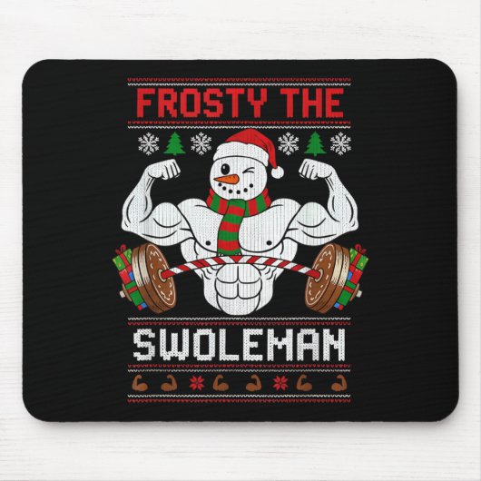Tapis De Souris Frosty The Swoleman Ugly Christmas Sweater Funny X (Devant)