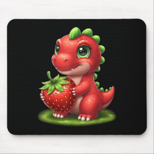 Tapis De Souris Fruit d'été aux fraises mignonnes Dinosaure T Rex
