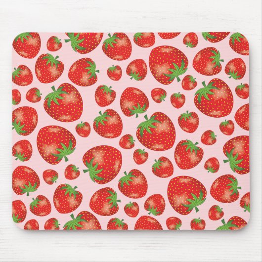 Tapis De Souris Fruit Fraise Motif D'Illustration Sur Rose (Devant)
