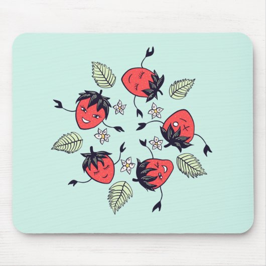 Tapis De Souris Fruit Kawaii à la fraise mûre (Devant)