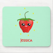 Tapis De Souris Fruit Monogram kawaii sur turquoise (Devant)