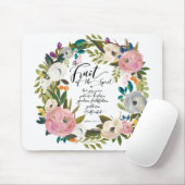 Tapis De Souris Fruits de l'esprit Aquarelle Florale Wreath (Avec souris)