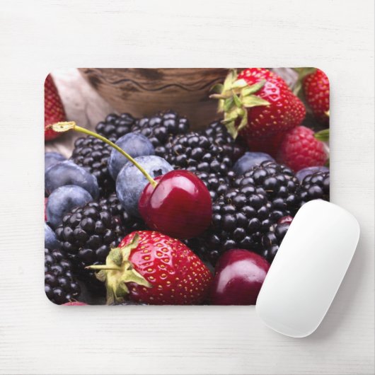 Tapis De Souris Fruits savoureux d'été sur un Tableau en bois (Avec souris)