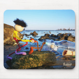 Tapis De Souris Fubby avec un siffleur en bord de mer.