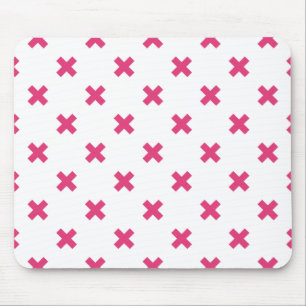 Tapis De Souris Fuchsia croix sur le blanc