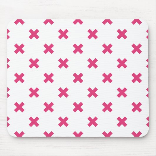 Tapis De Souris Fuchsia croix sur le blanc (Devant)