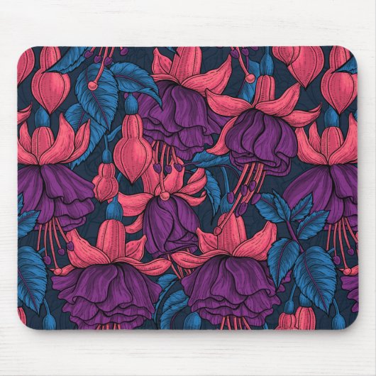 Tapis De Souris Fuchsia en bleu et violet (Devant)