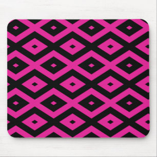 Tapis De Souris Fuchsia et motif de diamants noirs