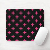 Tapis De Souris Fuchsia polka croise sur noir (Avec souris)