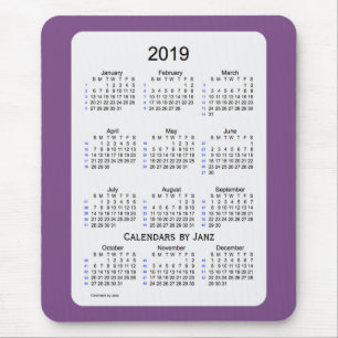 Tapis De Souris Fumée de 2019 pourpres calendrier de 52 semaines