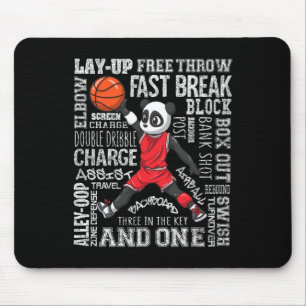 Tapis De Souris Fun Basketball Garçons Filles Cute Panda Cadeaux E