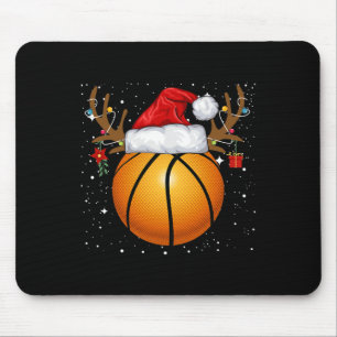 Tapis De Souris Fun Basketball Reindeer Santa Hat Noël