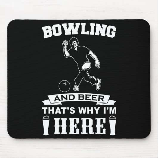 Tapis De Souris Fun Bowling Team Papa Gift Bowling et Bière (Devant)