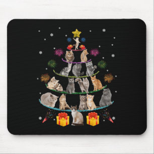 Tapis De Souris Fun Chats Arbre de Noël Meowy Xmas Chats Arbre Lum